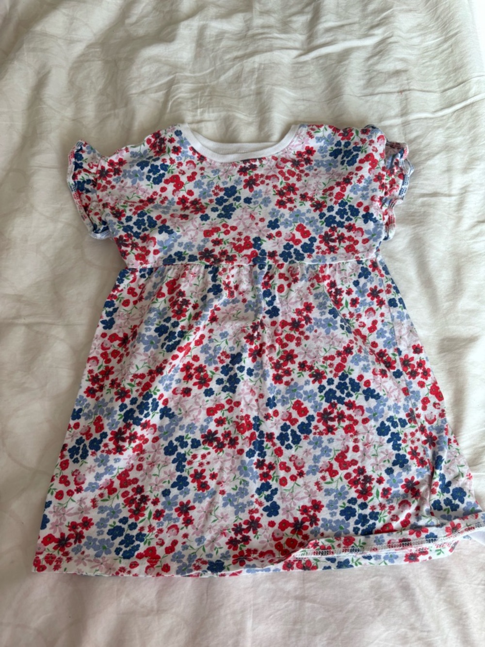 Floral babydoll top with Red, Blue, and Pink Flowers 2T